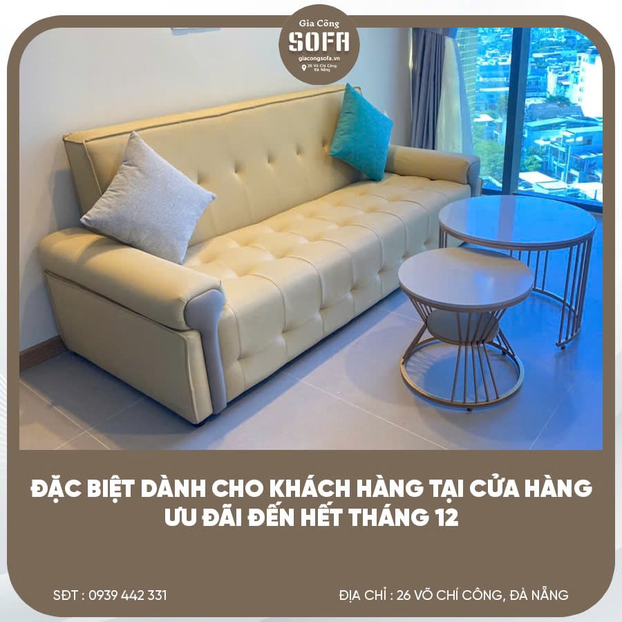 Sofa xám xanh thanh lịch gia công tại Đà Nẵng